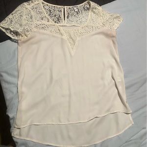 White small lace top high low blouse